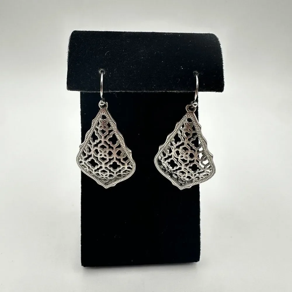 Retired Kendra‎ Scott Addie Silver Drop/Dangle earrings in Silver filigree!